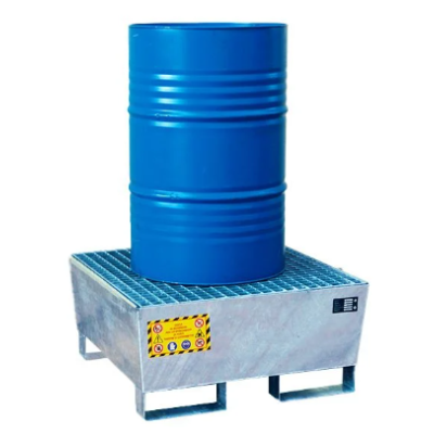 Galvanized steel spill pallet for 1 drum – Nestable design