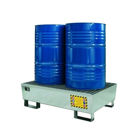 Galvanised Steel Spill Pallet For 2 Drums – Nestable Design